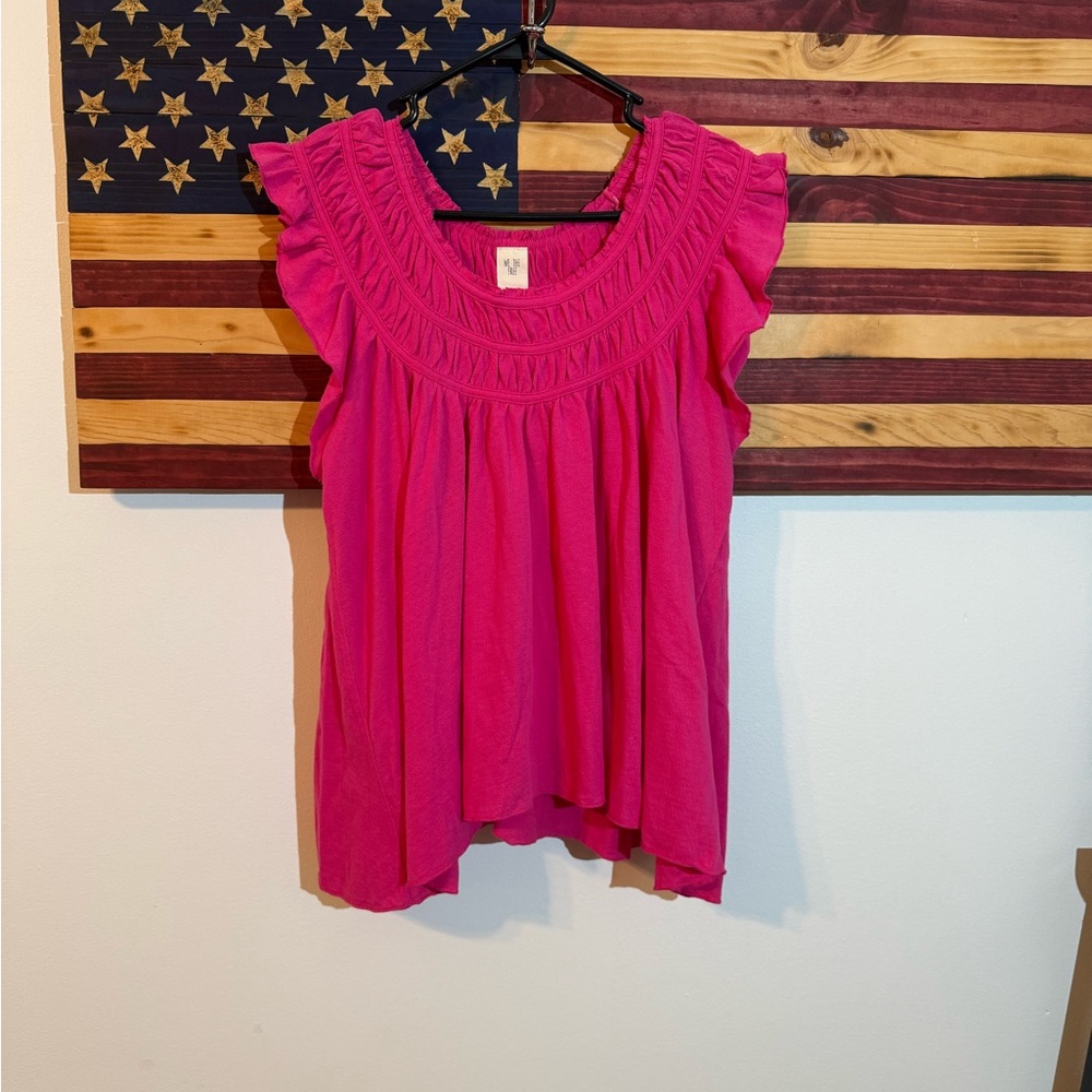 Free People-We The Free Pink Ruffled Sleeveless Top Size XS